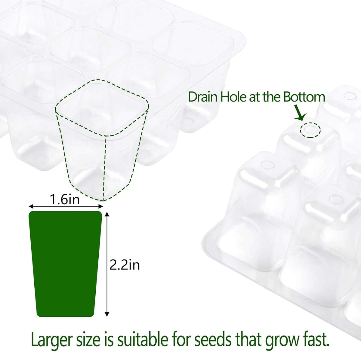 Seed Starter Tray, 6 Set Seedling Kits with Adjustable Humidity Dome, Plant Starter Kit for Seeds