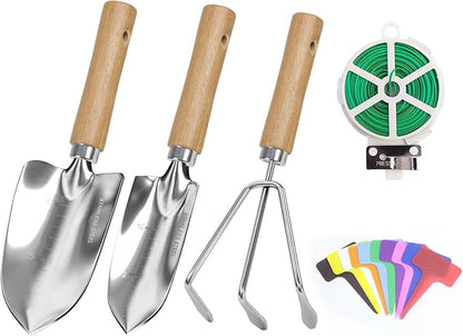 Garden Tool Set, 3 Pieces Gardening Kit with Garden Plant Twist Tie and Plastic Plant Tag