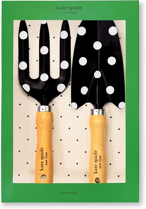 Kate Spade New York 2 Piece Gardening Hand Tools, Cute Garden Tool Set Includes Hand Rake and
