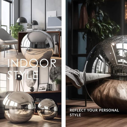 12 Inch Stainless Steel Gazing Globe,v2croft Hollow Ball Mirrored Surface Polished Shiny