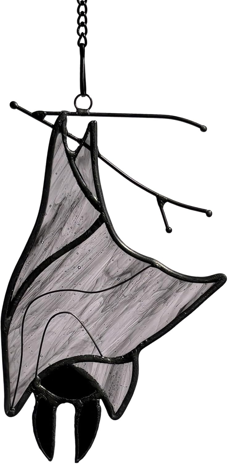 Stained Glass Bat Decor Window Hangings Ornament, Gothic Bat Suncatcher Halloween Decorations