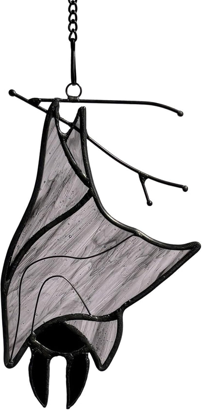 Stained Glass Bat Decor Window Hangings Ornament, Gothic Bat Suncatcher Halloween Decorations