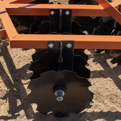 Titan Attachments 3 Point 6ft Notched Disc Harrow Plow Attachment for Cat 1 Tractors, Concave Discs
