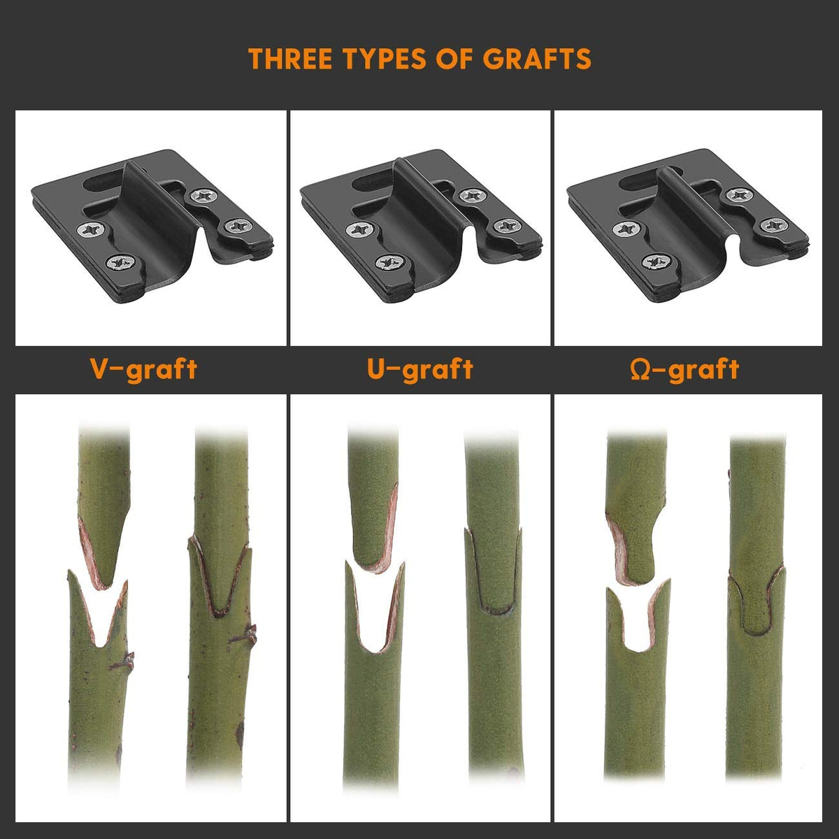 FUJIWARA Garden Grafting Tool, Multifunctional Pruning Scissors Kit, U-Graft/V-Graft/Omega-Graft