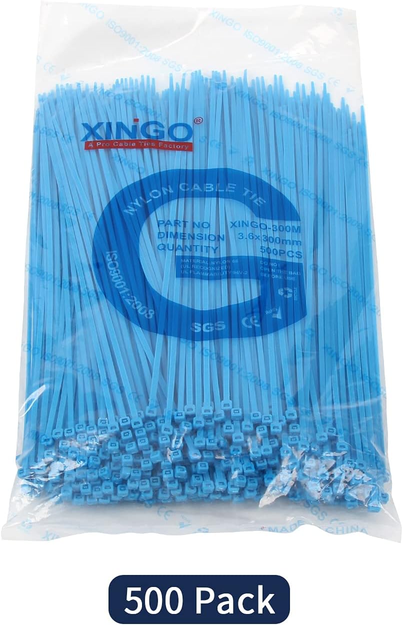 XINGO Nylon Cable Zip Ties Self Locking Plastic Wire Ties with 40 Lbs Tensile Strength for Indoor