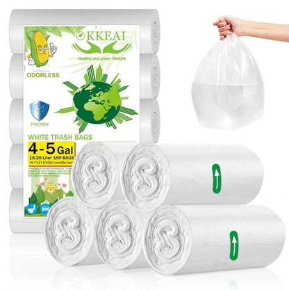 OKKEAI 4-5 Gallon Trash Bags Small Garbage Bags Bathroom Trash Can Bags150 Counts Wastebasket