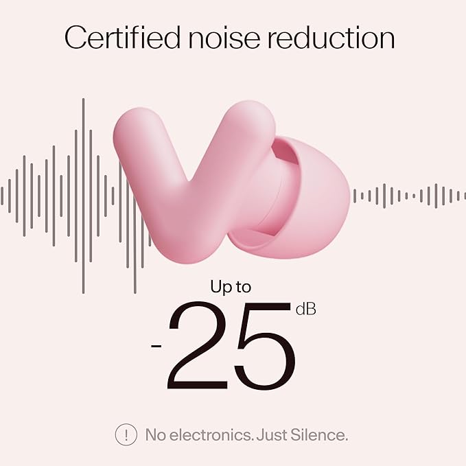 Alpine Silence Earplugs for Sleep, Focus & Travel - V-Shape Snug Fit & Soft Oval Tips – 4 Sizes