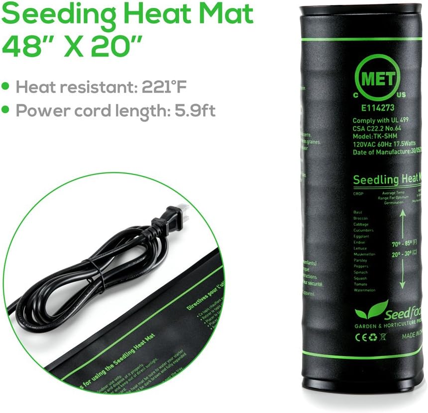 MET Certified Seedling Heat Mat, Seedfactor Waterproof Durable Germination Station Heat Mat, Warm