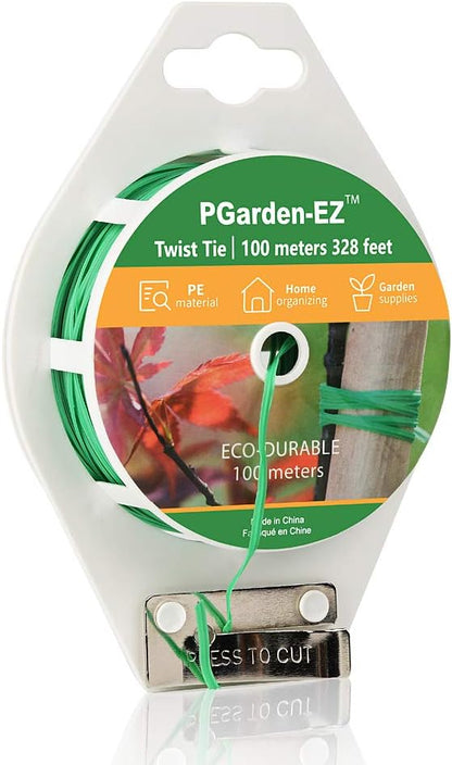 Twist Ties - 328ft Plant Ties PE-Coated Garden Ties with Cutter for Gardening Tomatoes Vines and