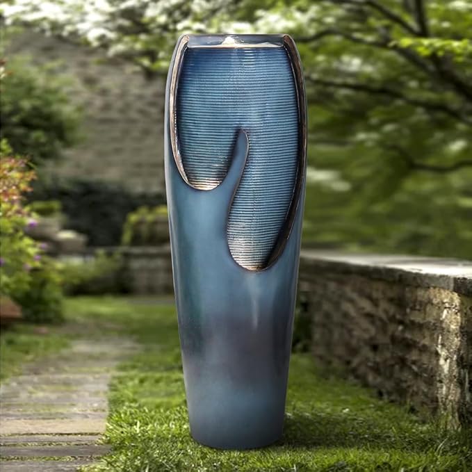 watnature 38.7"H Outdoor Water Fountains and Waterfalls - Indoor Water Jar Fountain Tall Floor