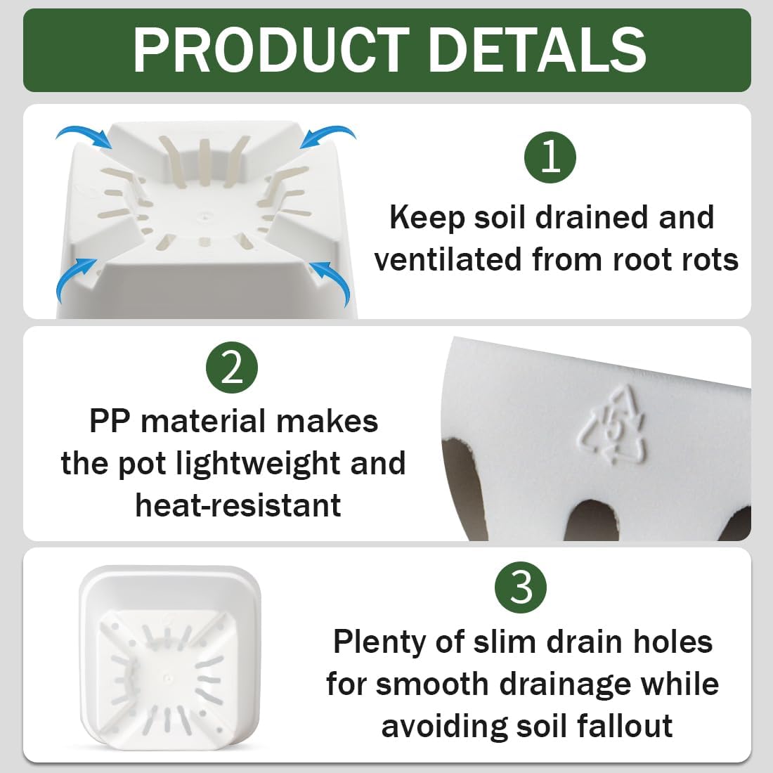 BTPLASTIK 120 Pcs Nursery Pots 3.5 Inch, Plastic Seed Starting Pot with Drainage Holes, Small