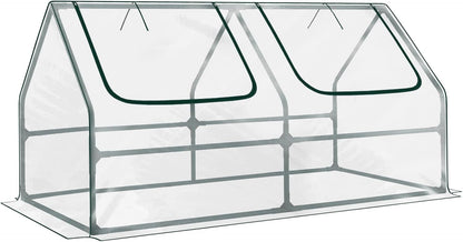 BPS 6x3x3 ft Mini Greenhouse with Transparent PVC Cover UV-Protected Roll-Up Zipper Windows, Ideal