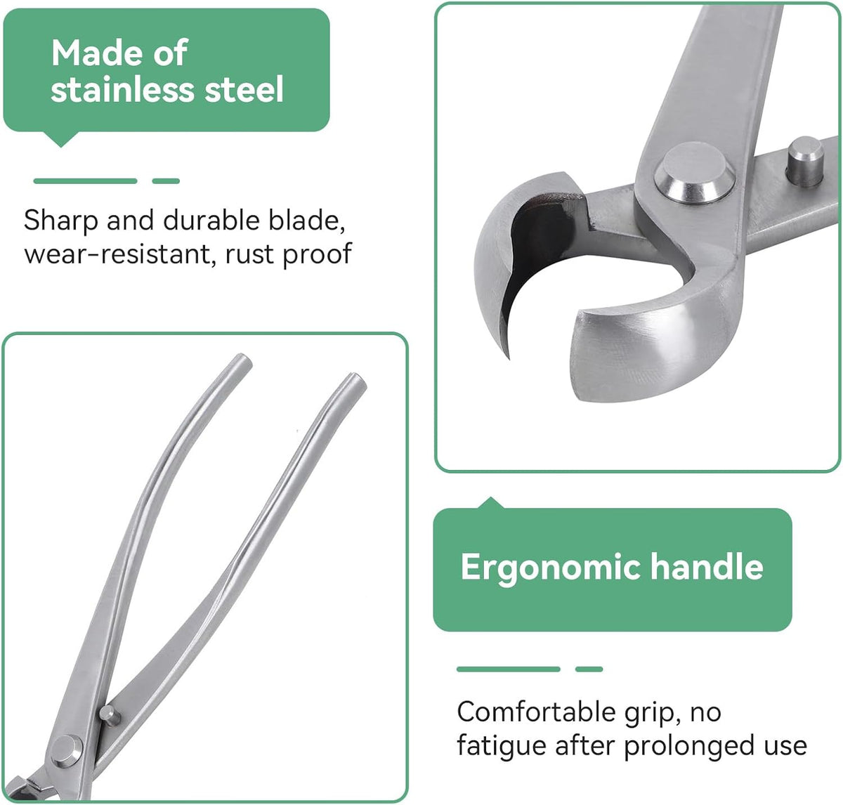 Bonsai Branch Cutter, 7in(180mm) Stainless Steel Concave Knob Cutter Tree Limb Cutter Bonsai