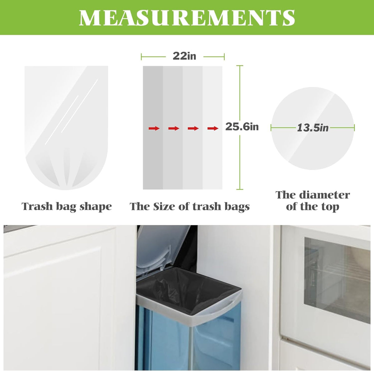Medium Black Trash Bags 8 Gallon 330 Counts Strong Garbage Bags by Teivio,Waste Basket Trash
