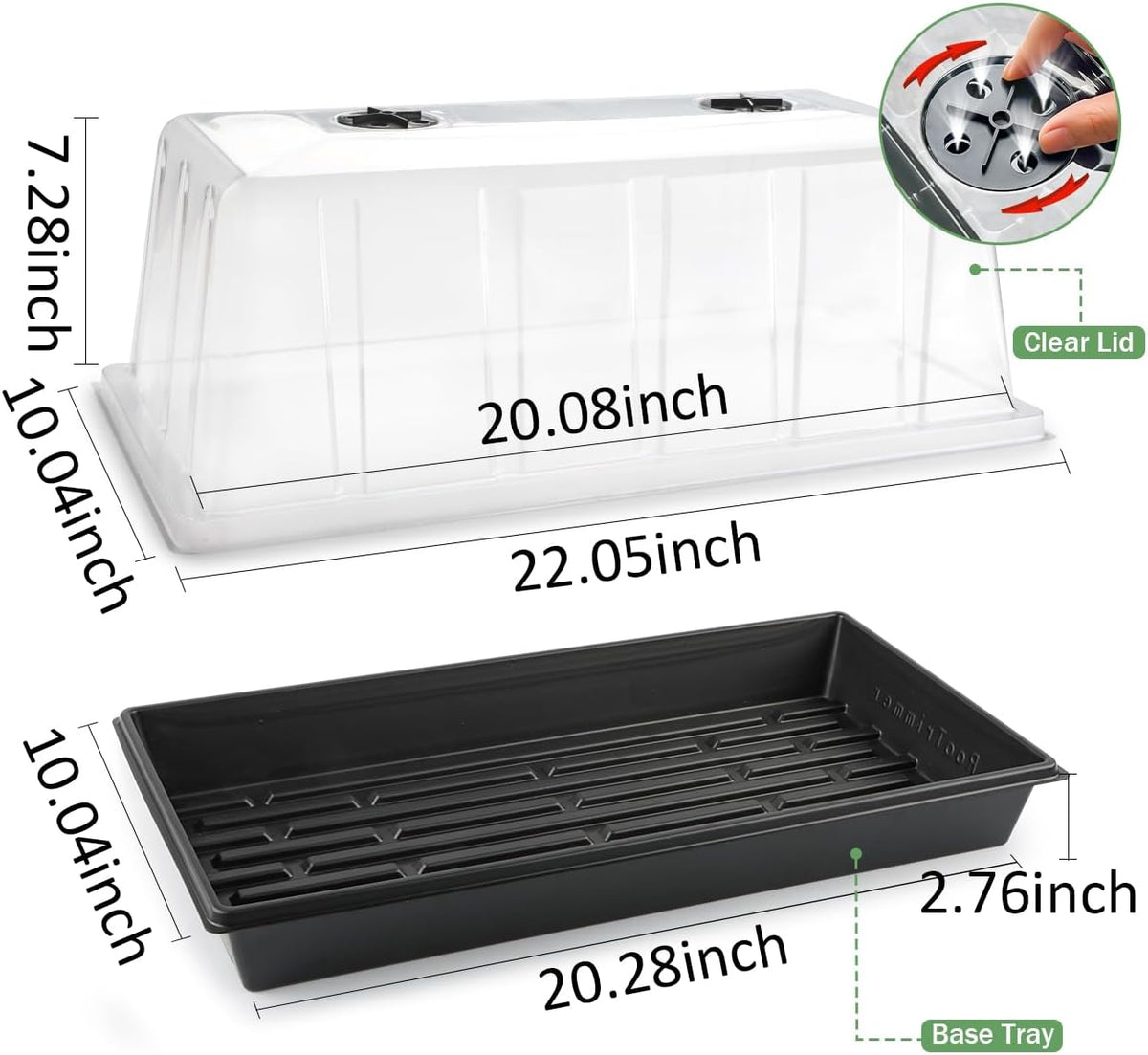 1020 Plant Tray with Tall 7.3'' Dome, 5-Pack Extra Large Seed Starter Tray with Humidity Domes