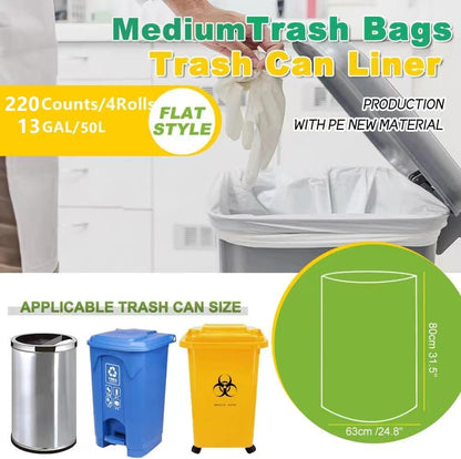 SWIHELP Tall Kitchen Trash Bags 13 Gallon Garbage Bags 50 Liters Plastic Trash Can Liners Waste