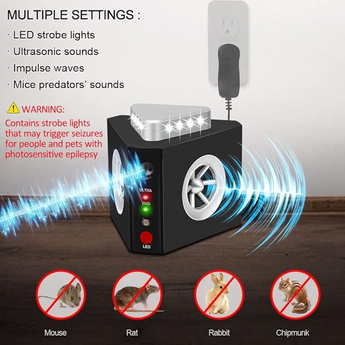 Rodent Repellent Ultrasonic Plug-in Indoor Mouse Repellent Rat Mice Deterrent Ultrasonic Pest
