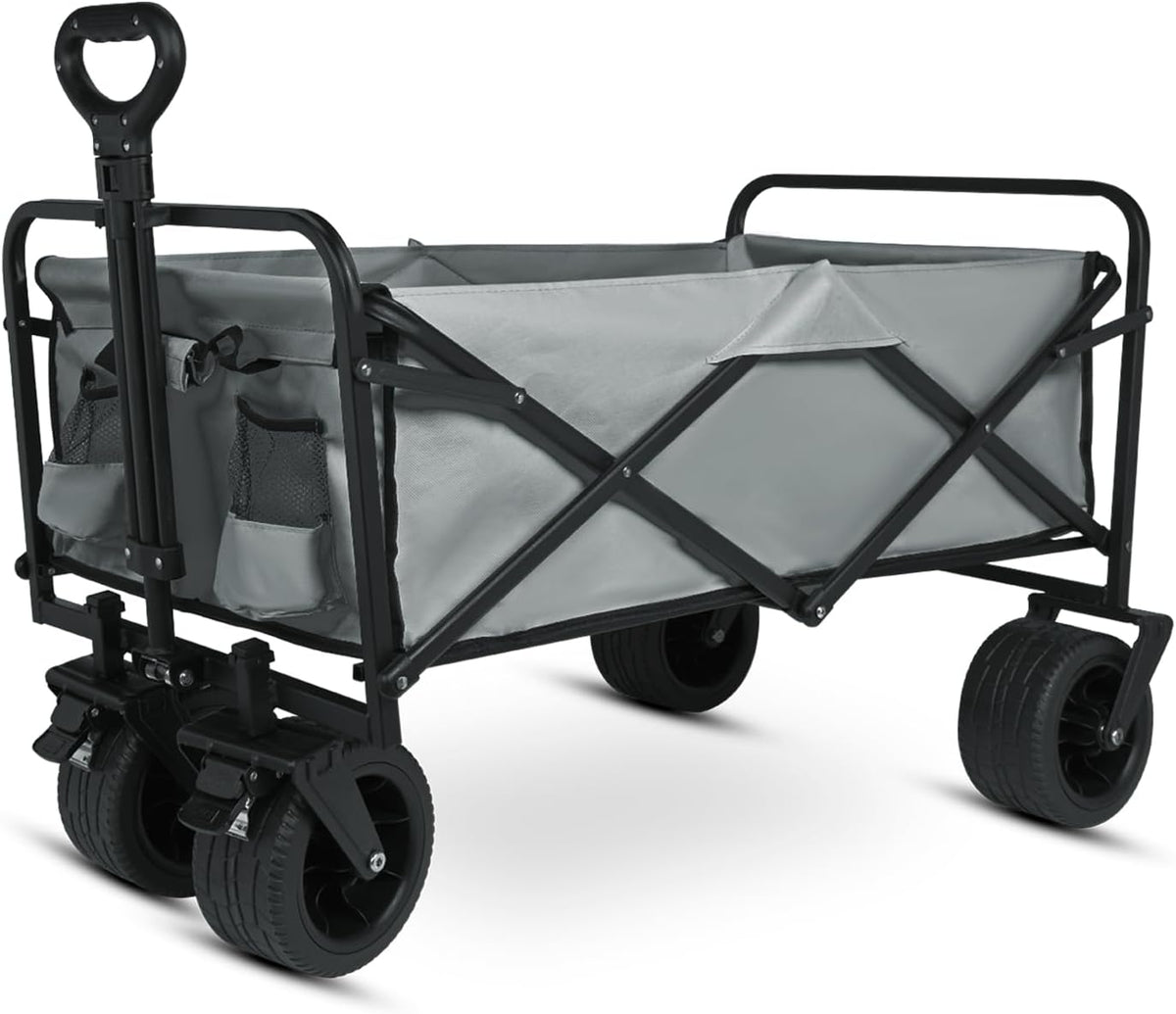 Yesker Foldable Wagon - 300lbs Collapsible Garden Carts with All Terrain Wheels for Outdoor Camping