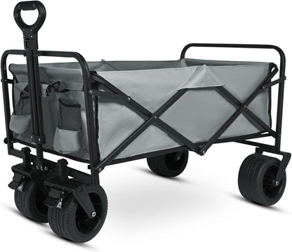 Yesker Foldable Wagon - 300lbs Collapsible Garden Carts with All Terrain Wheels for Outdoor Camping