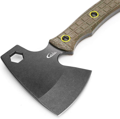 C1393 Camping Hatchet Survival Axe,DC53 Steel Blade with Micarta Handle Multitool Axe Hex Wrenches