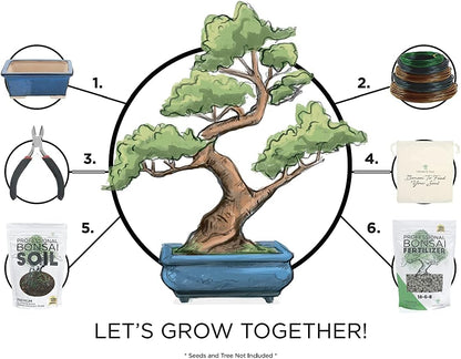 Leaves and Soul Complete Bonsai Set - Small Blue Rectangle Bonsai Pot | 160ft of Bonsai Hobby Wire