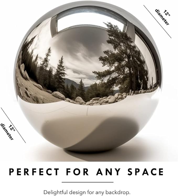 12 Inch Stainless Steel Gazing Globe,v2croft Hollow Ball Mirrored Surface Polished Shiny