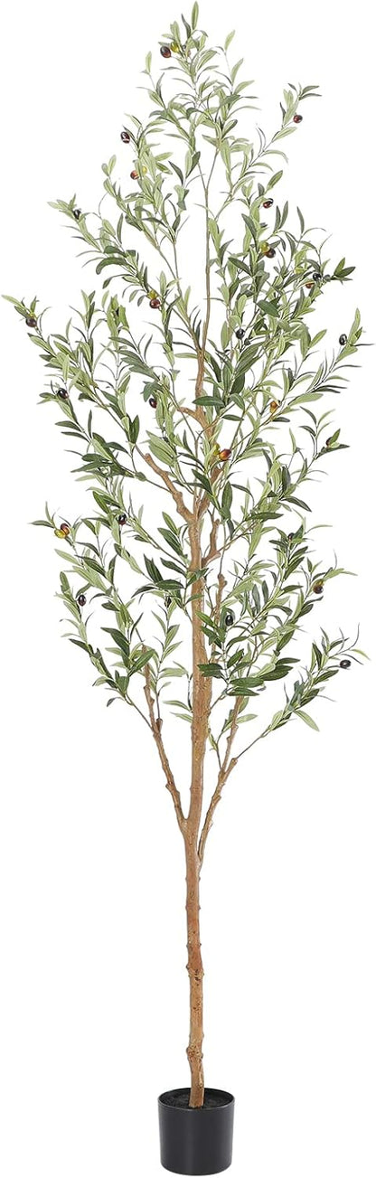 Bellacat Faux Olive Tree 7ft，Olive Trees Artificial Indoor with Natural Wood Trunk and Realistic