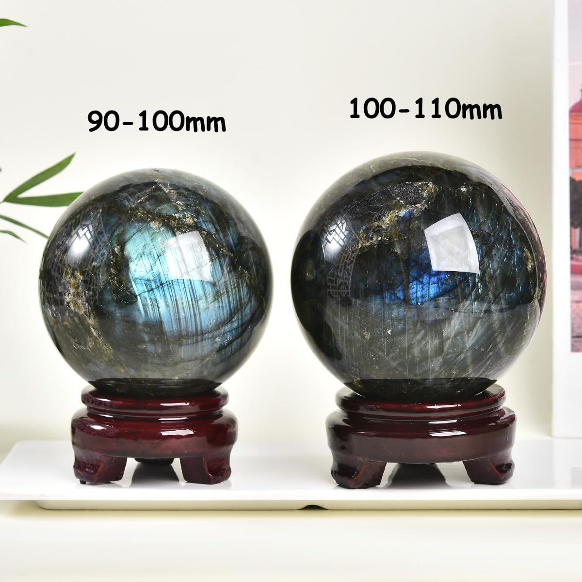 Labradorite Crystal Ball with Stand Large Crystals Sphere Decorative Ball Meditation Witchcraft