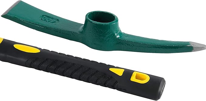 2 PCS Pick Mattock Hoe Heavy Duty, Gardening Hand Pick with 15 Inch Shock Absorption Rubber Handle