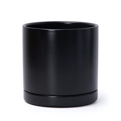 D'vine Dev 8.2 Inch Ceramic Planter Pot with Drainage Hole and Saucer, Indoor Cylinder Round