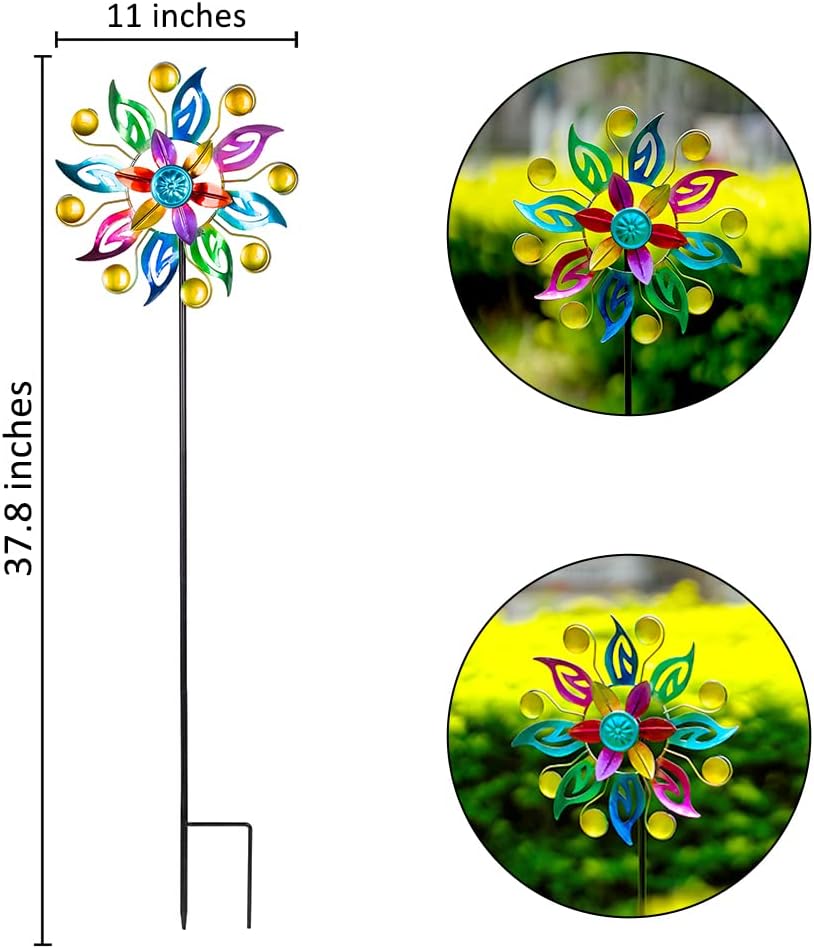 DREAMYSOUL 2 Packs Wind Spinners for Yard and Garden, Colorful Pinwheel Metal Wind Sculpture