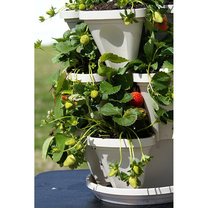 Vertical Garden Planter 4 Tier Stackable System 16 Plants, Space Saving Herb, Strawberry & Food