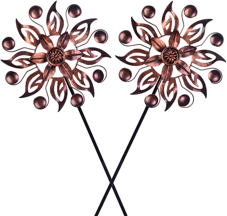 VEWOGARDEN 2PCS Outdoor Wind Spinner,Metal Wind Spinners Yard Decor Pinwheel,Copper Wind Sculptures