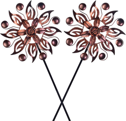 VEWOGARDEN 2PCS Outdoor Wind Spinner,Metal Wind Spinners Yard Decor Pinwheel,Copper Wind Sculptures