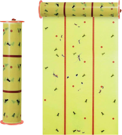 Qualirey Giant Sticky Fly Traps,30 Feet Fly Strips for Indoor Outdoor Hanging Flying Tapes Non