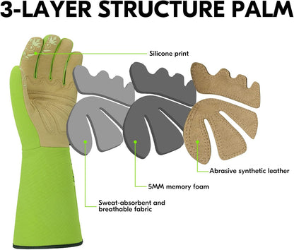 Vgo... 1-Pair Ladies' Synthetic Leather Gardening Gloves, Long Sleeves Gauntlet, Breathable & Grip