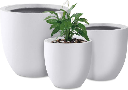 Kante 20",16.5",13.4" Dia Round Concrete Planters (Set of 3), Outdoor Indoor Modern Decorative