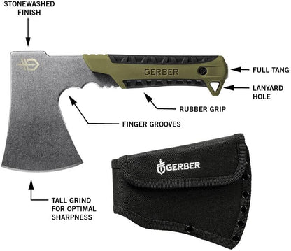Gerber Gear Pack Hatchet - 3.5" Steel Blade Axe with Full Tang - Survival, Bushcraft and Camping
