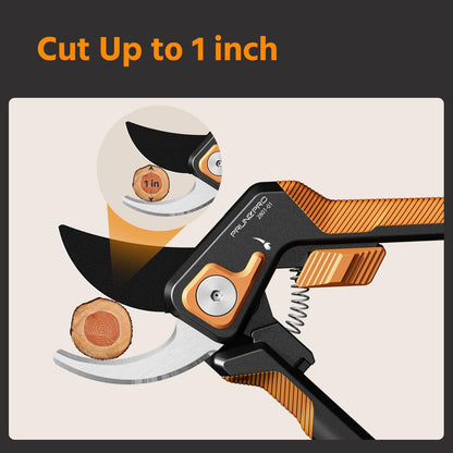 PrunePro Pruning Shears for Gardening Professional Bypass Hand Pruner Stainless Steel Sharp Blade