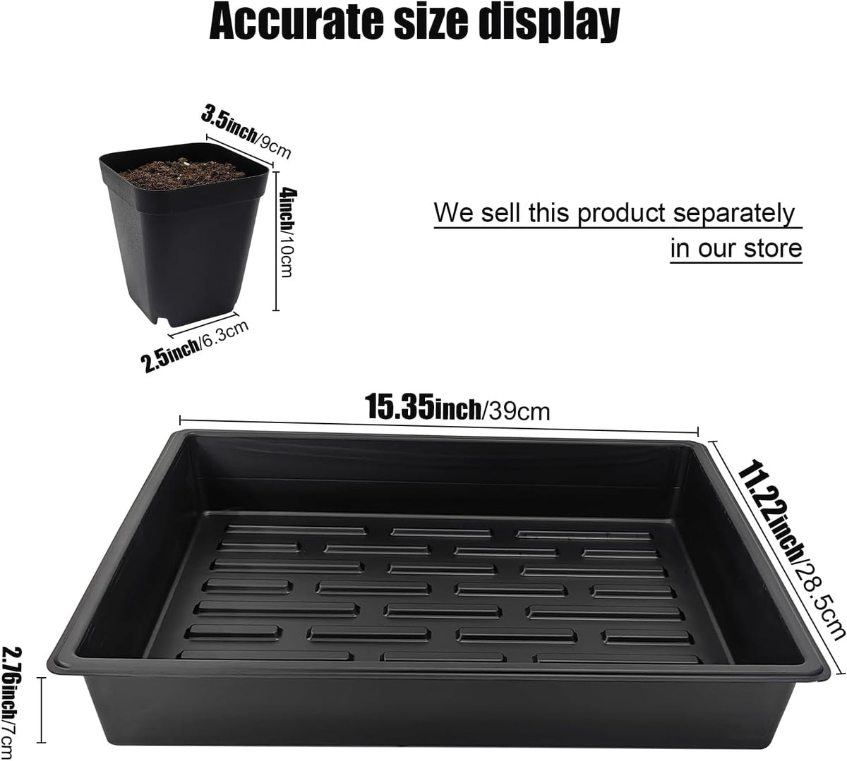 3.5 inch (9CM) Square Nursery Pots 60pcs, Sturdy Seedlings Trays 5 Pcs, Seeds Starter Germination