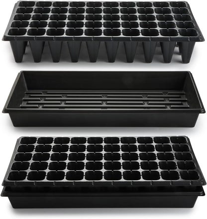 10 Pack 1020 Trays with 10 Pack 3.54" Deep 50 Cell Seed Starter Trays - Seed Starting Kit for