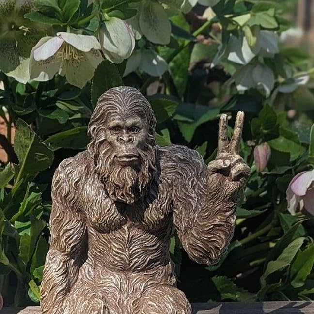 John Bernard & Company Bigfoot Peace Sign Decorative Sasquatch Yeti Statue/Figurine Indoor/Outdoor
