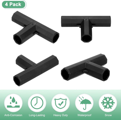4 Pcs 11mm Greenhouse Frame Building Connectors, 3 Way Flat Pipe Fitting for Grape