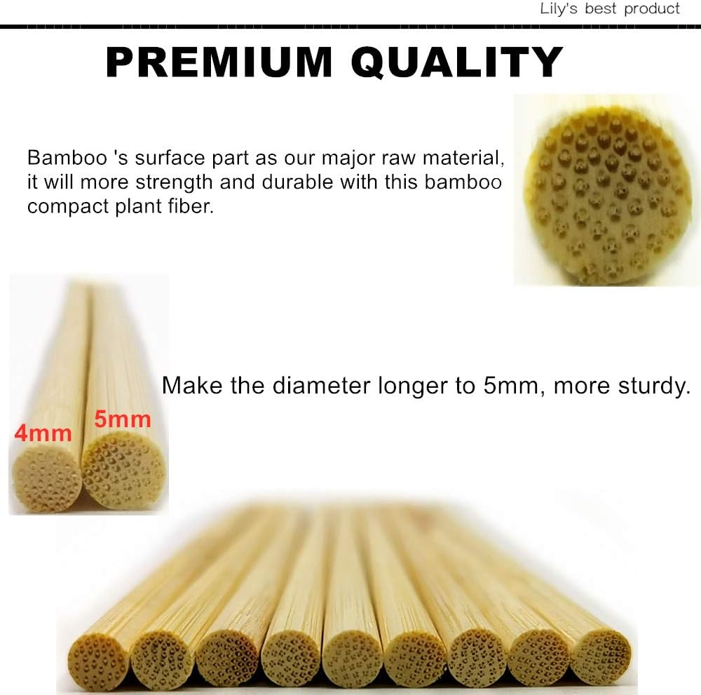 HOPELF 50 Pack 16" Bamboo Plant Stakes for Wood Garden Sticks，Wooden Indoor Gardening Floral Potted