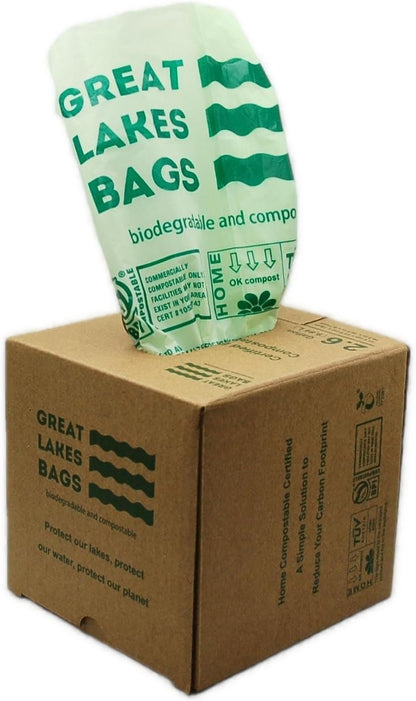 Great Lakes 2.6 Gallon Compostable and Biodegradable Trash Bag, 100 Count, Small Compostable Bag