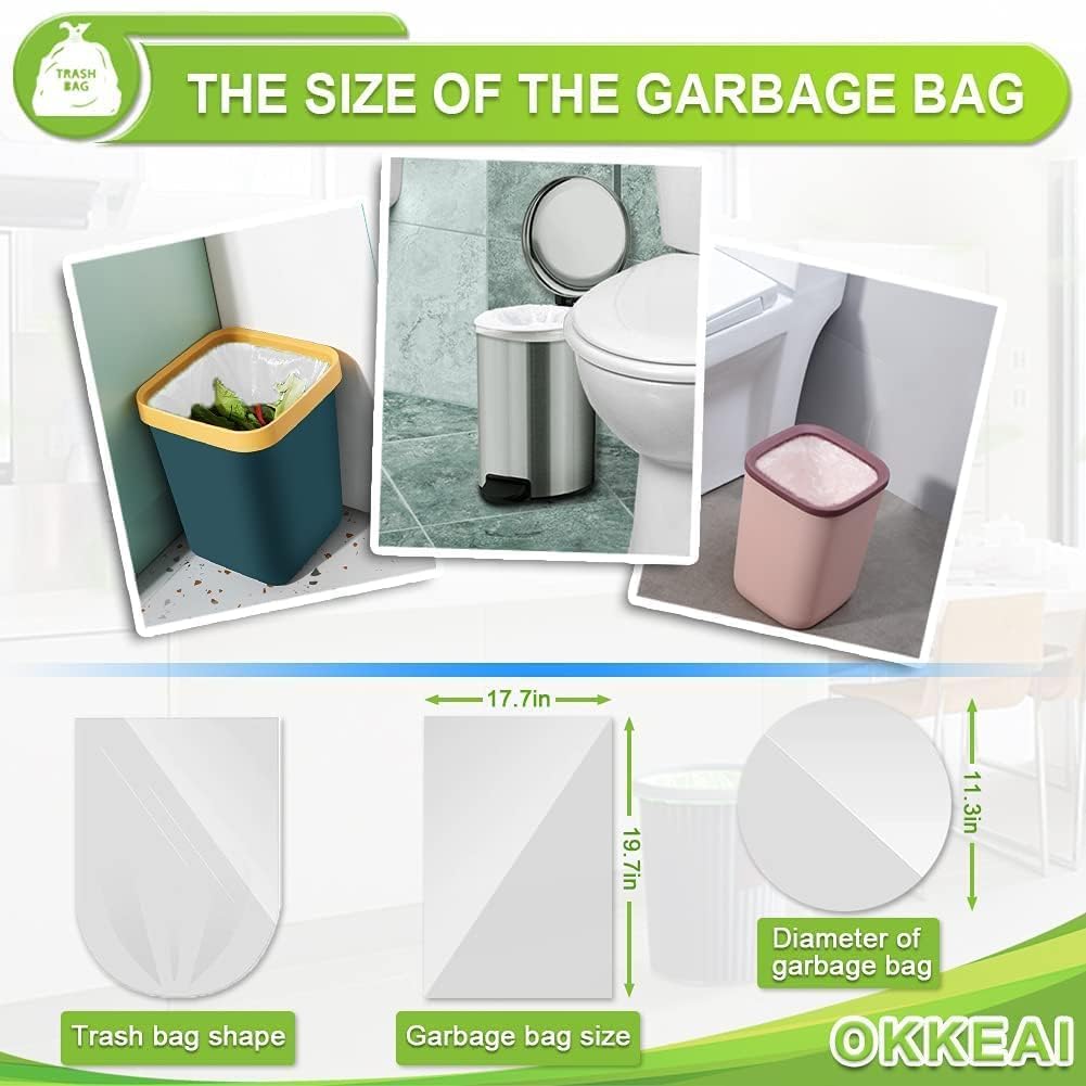 OKKEAI 4-5 Gallon Trash Bags Small Garbage Bags Bathroom Trash Can Bags150 Counts Wastebasket
