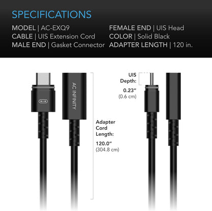 AC Infinity UIS Extension Cable Female to Male for Controller AI+, 10 Foot Cord with