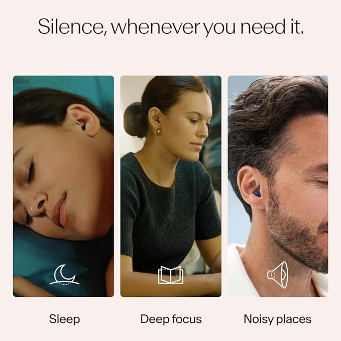 Alpine Silence Earplugs for Sleep, Focus & Travel - V-Shape Fit & Soft Oval Tips – 4 Sizes XS/S/M/L