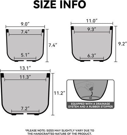Kante 13",11",9" Dia Weathered Concrete Round Planters (Set of 3), Outdoor Indoor Modern Planter