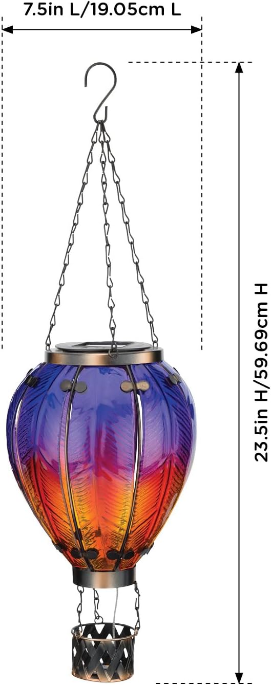 Regal Art & Gift Hot Air Balloon Solar Lantern – Hanging Solar-Powered LED Lights, Waterproof